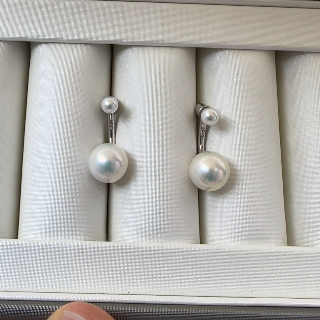 银S925镶嵌耳饰淡水珍珠