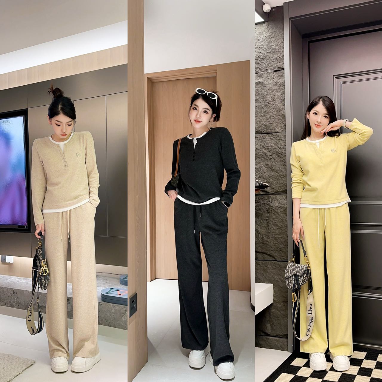 2025早秋新款~女款烫钻标休闲套装！