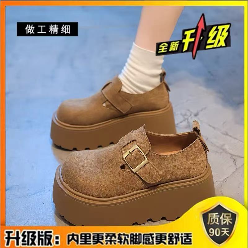 782厚底增高博肯女鞋春秋松糕乐福鞋