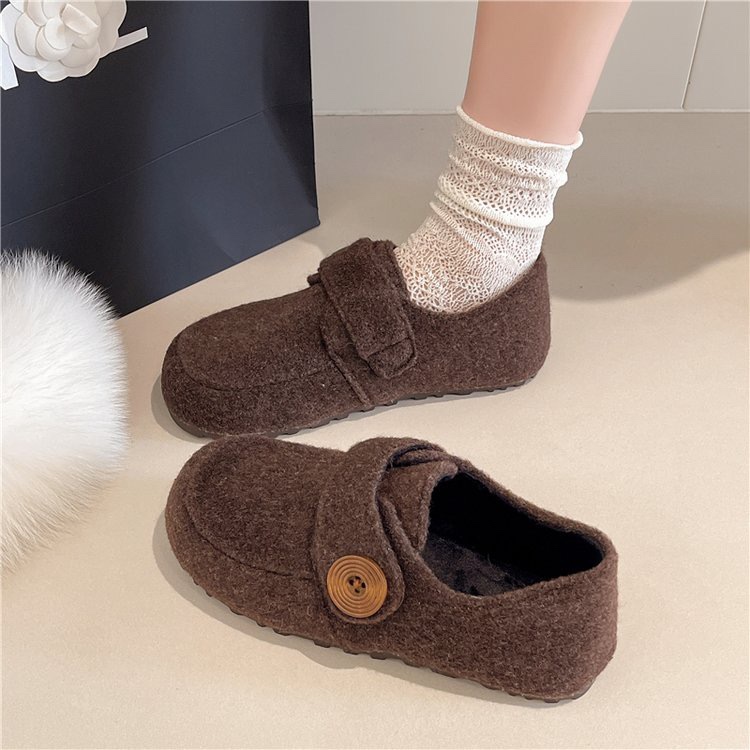 棉靴/毛靴纯色冬季优雅秋冬加绒一脚蹬女鞋棉鞋简约9171-10