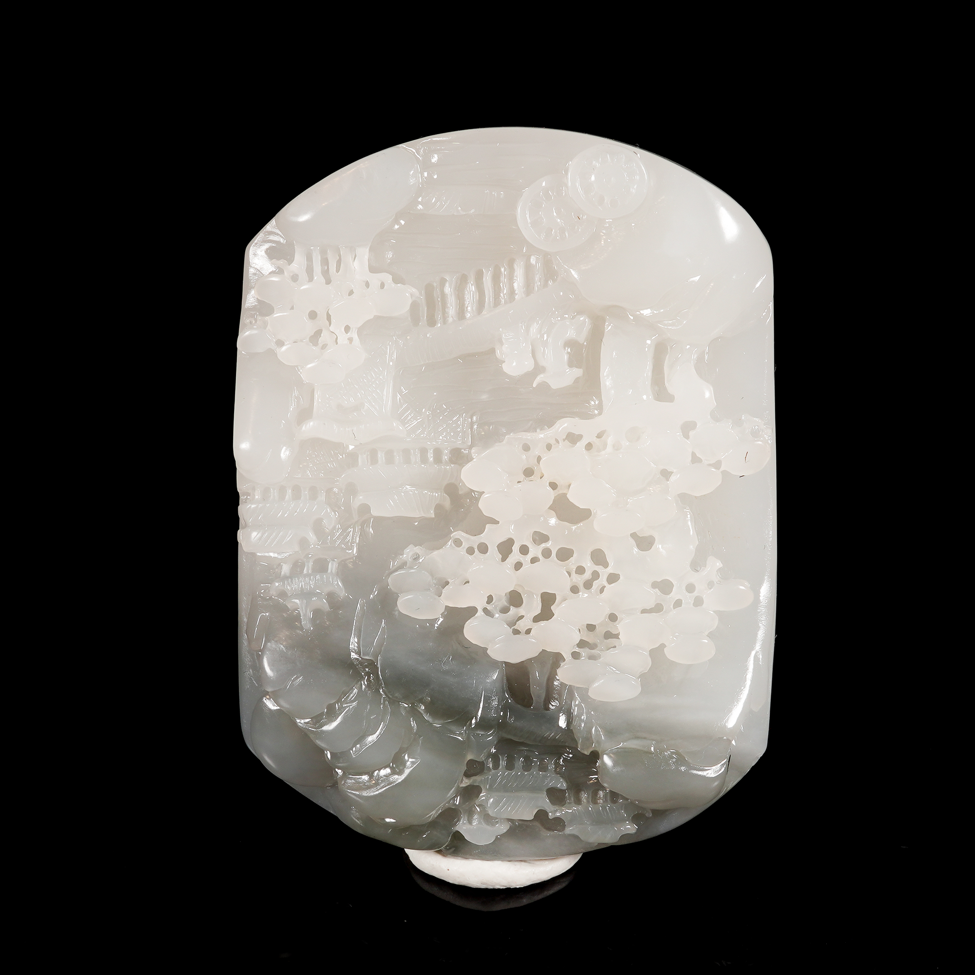 LOT.035和田玉巧雕山水人物牌/X3363