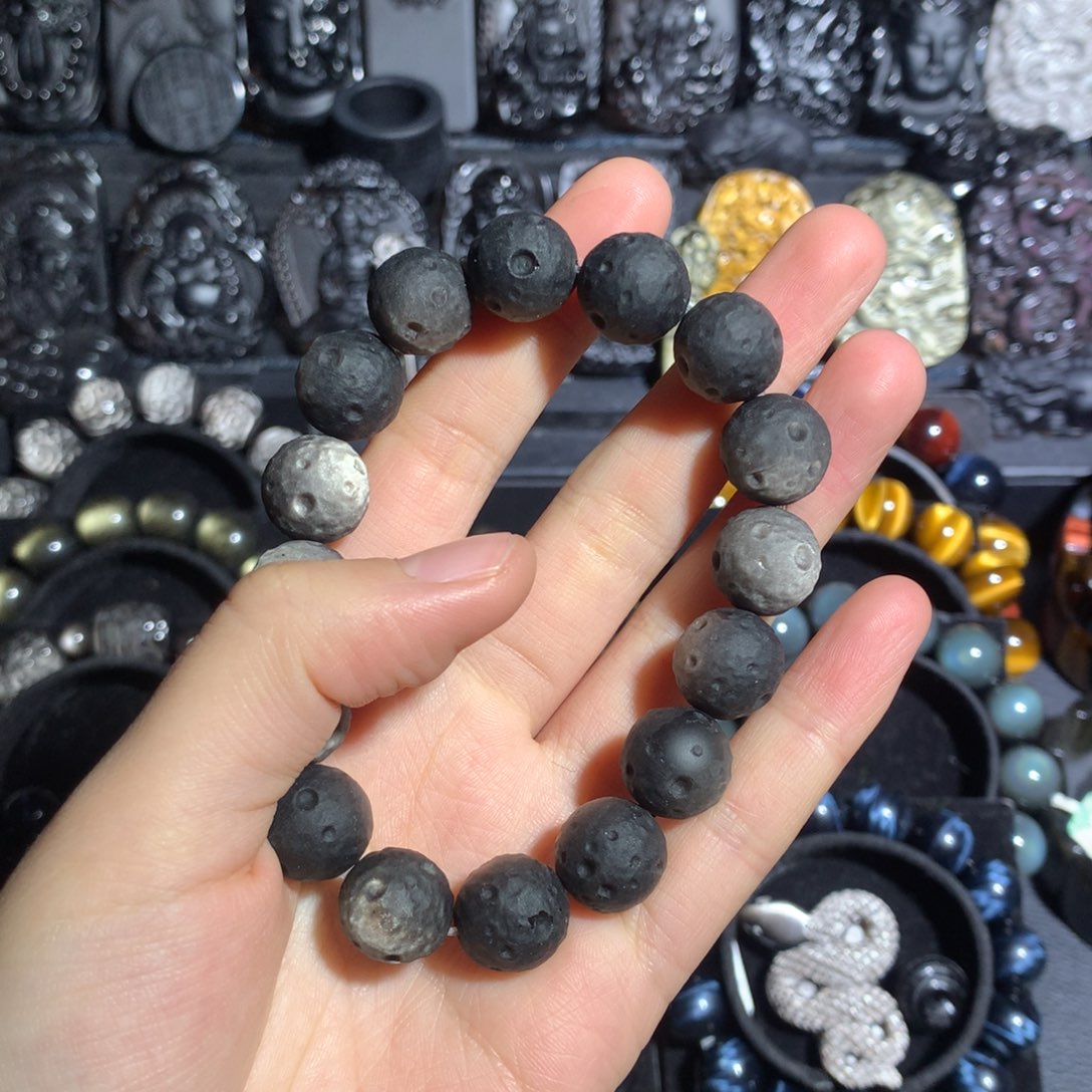 黑曜岩手串未镶嵌小**?13mm