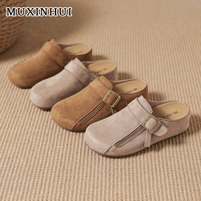 【品牌】时尚舒适百搭勃肯鞋女2025年圆头侧拉链厚底一脚蹬鞋888