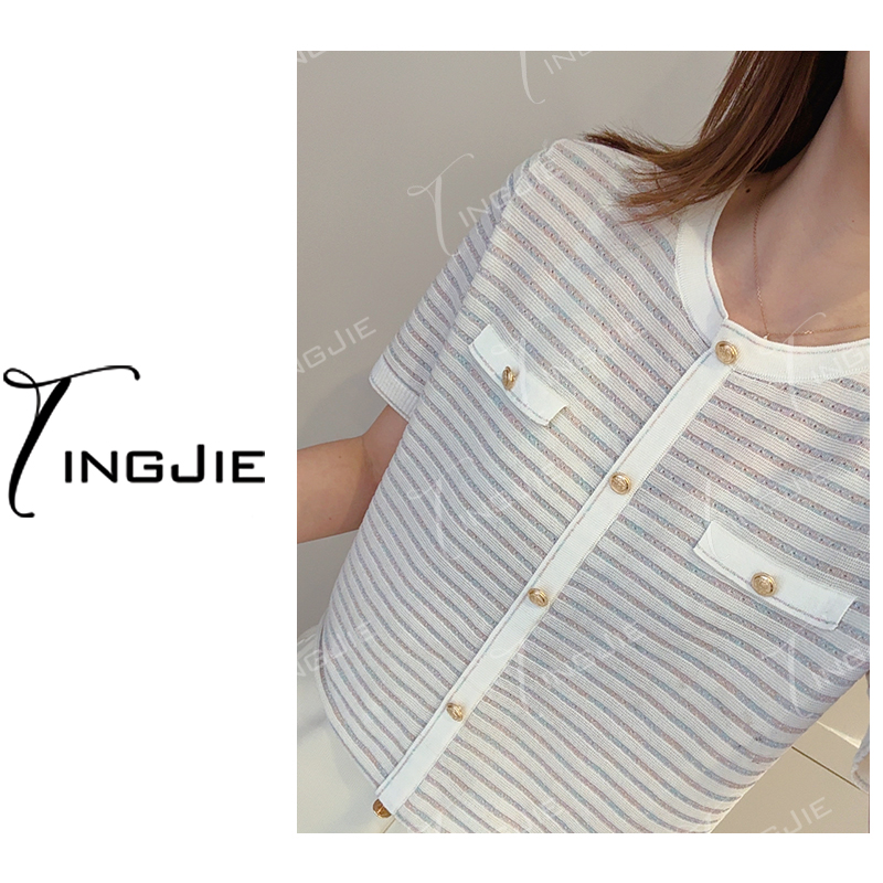 【幻彩圆领小香】实物巨好看！【蓝鲸天丝莱塞尔】B2677短袖上衣