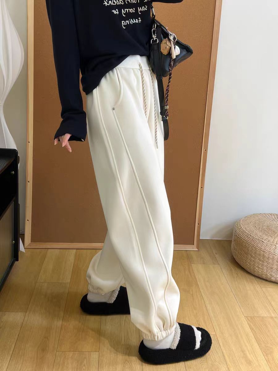 巨厚微弹高腰松紧腰哈伦裤加绒加厚百搭收口运动裤2689