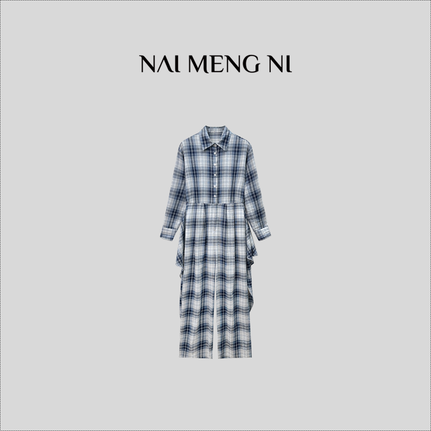 NMN王火火&设计师款小众设计格纹长袖连体裤 26N52999
