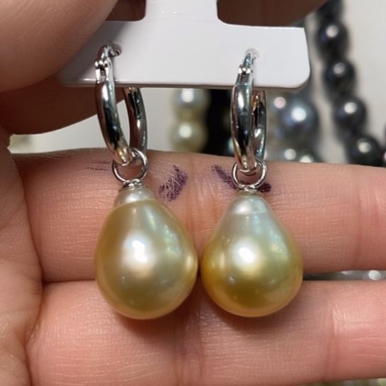 海水珍珠耳饰银S925镶嵌13.3