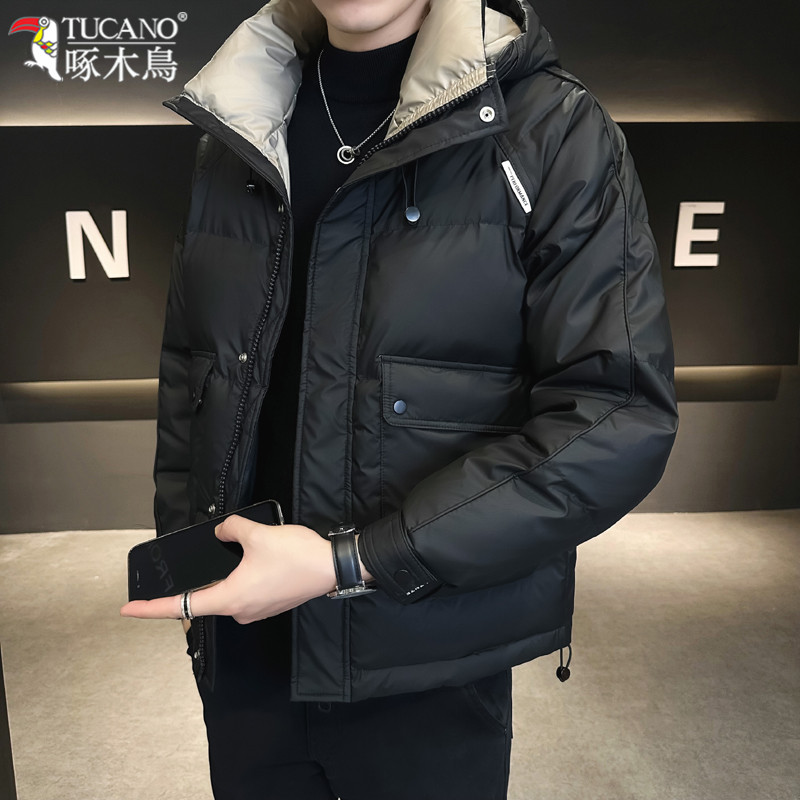 TUCANO/啄木鳥羽绒棉服男士冬季新款短款防寒服冬装保暖连帽外套