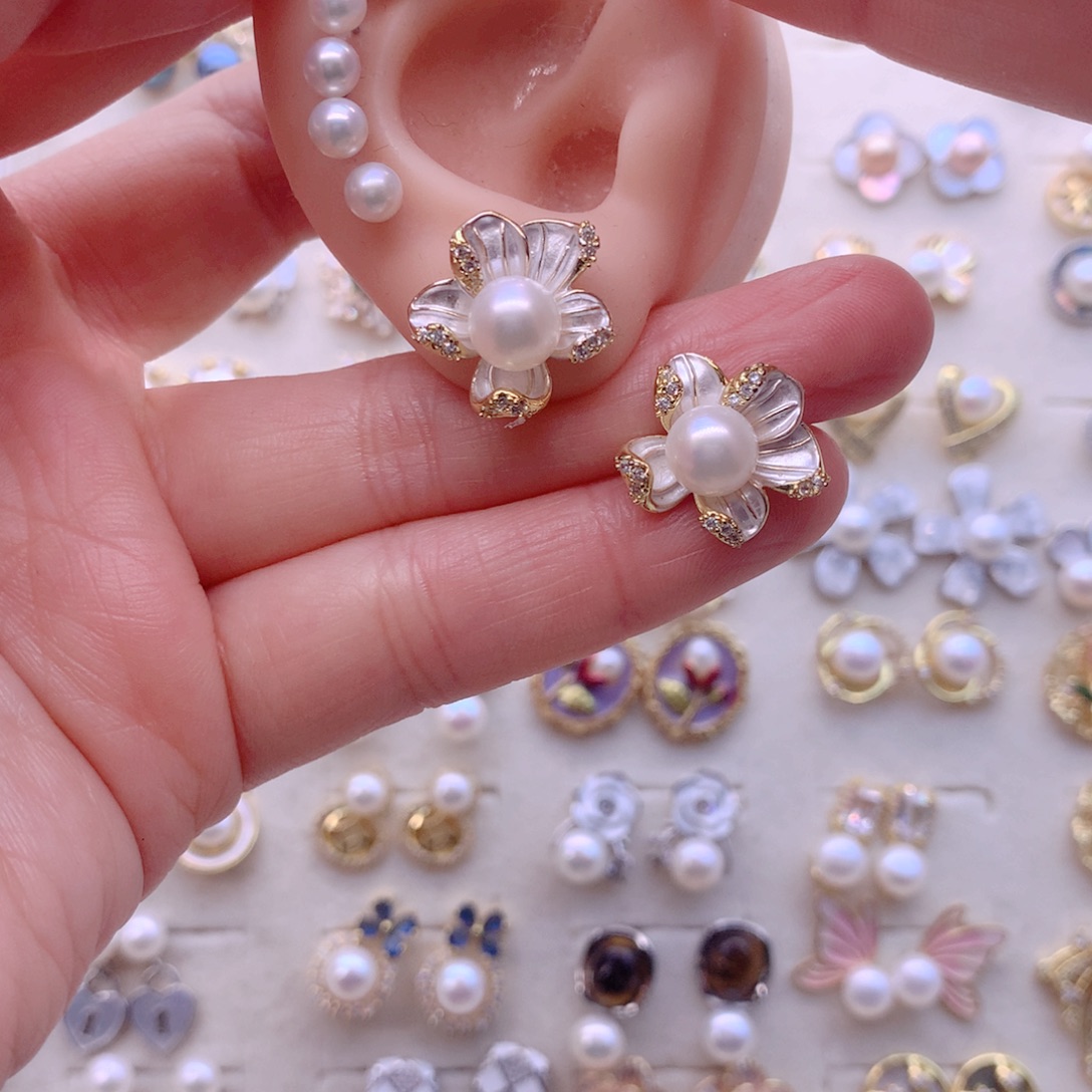 耳饰合金淡水珍珠