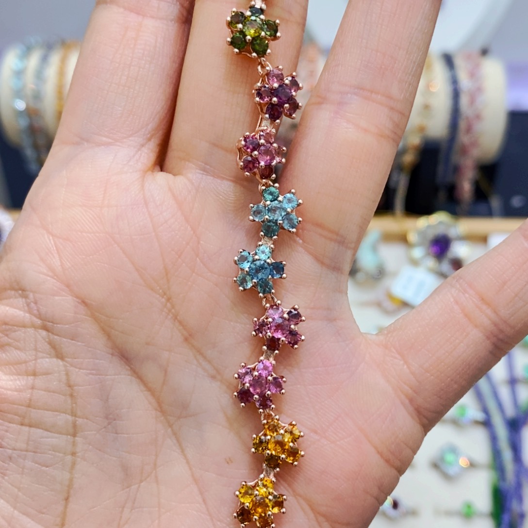 碧玺手链银S925镶嵌手链