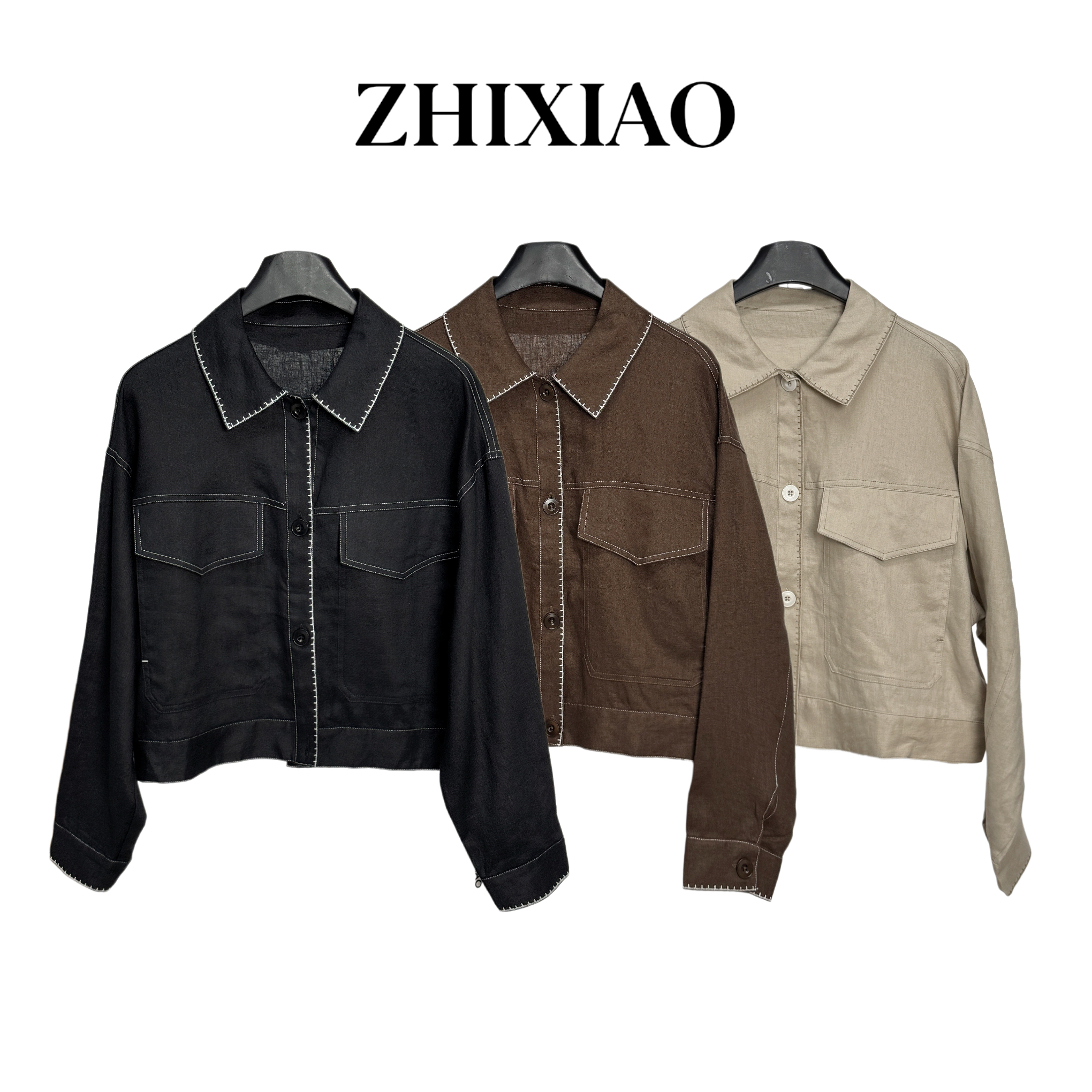 【ZHIXIAO】秋冬新款：麻料翻领外套191-1