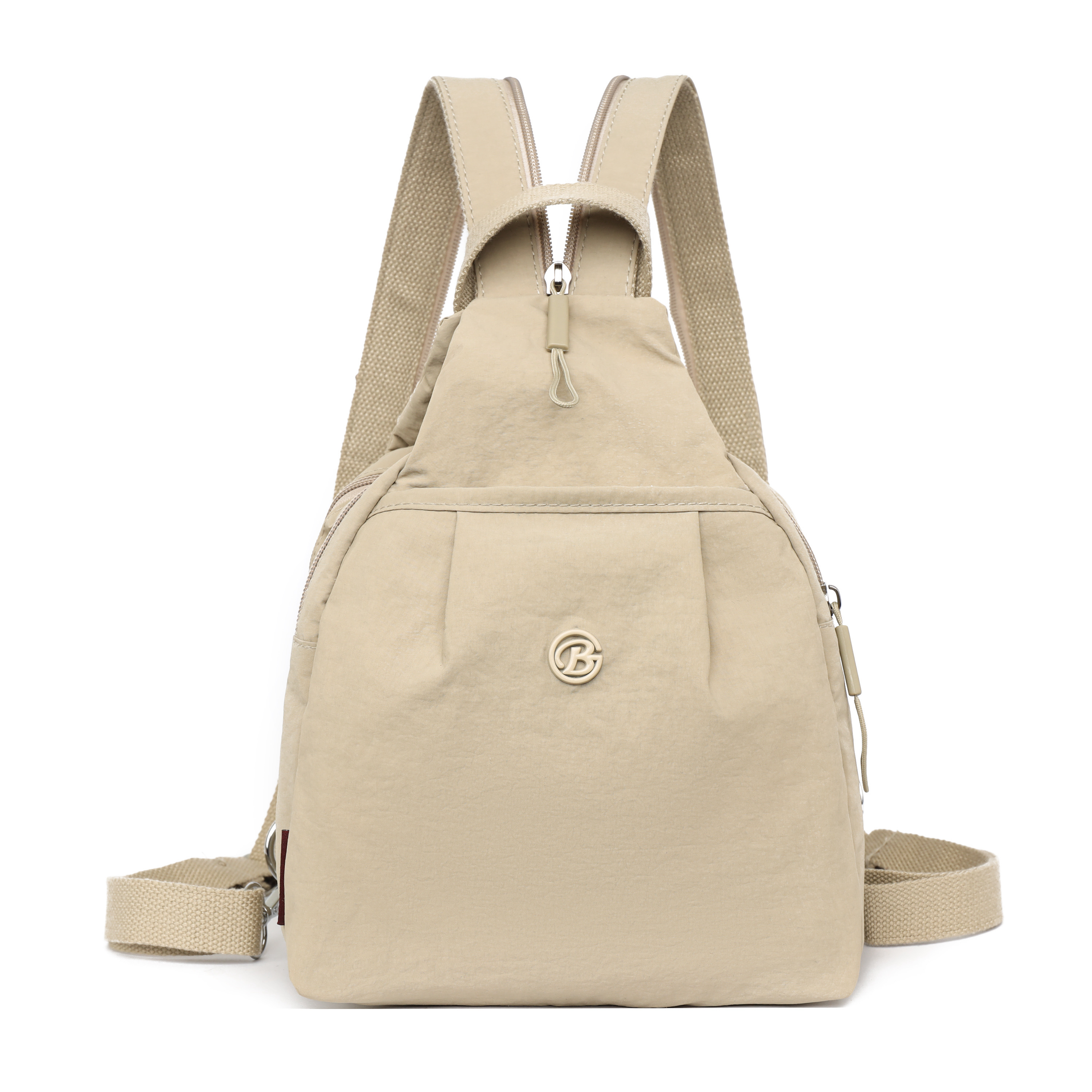 纯色休闲款防盗拉链双根双肩包斜挎胸包552