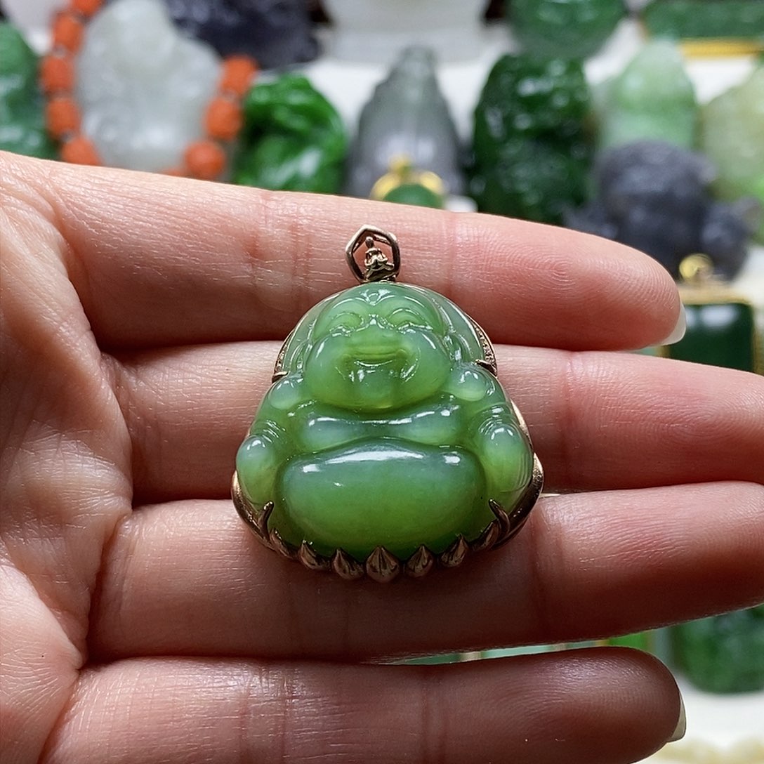 和田玉颈饰银S925镶嵌