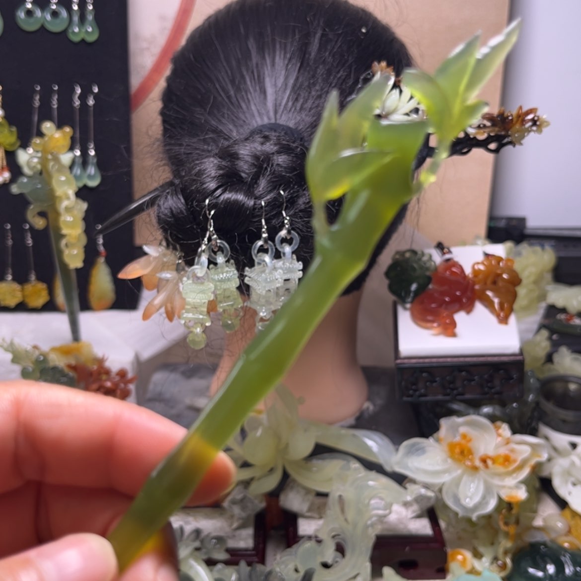 【闪购商品】合金蛇纹石玉发饰