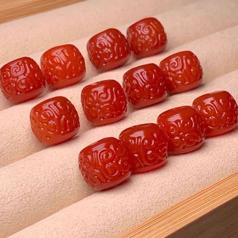 天然珠宝玉石玛瑙配珠回纹老型12㎜/1颗直播选购多样性发其一