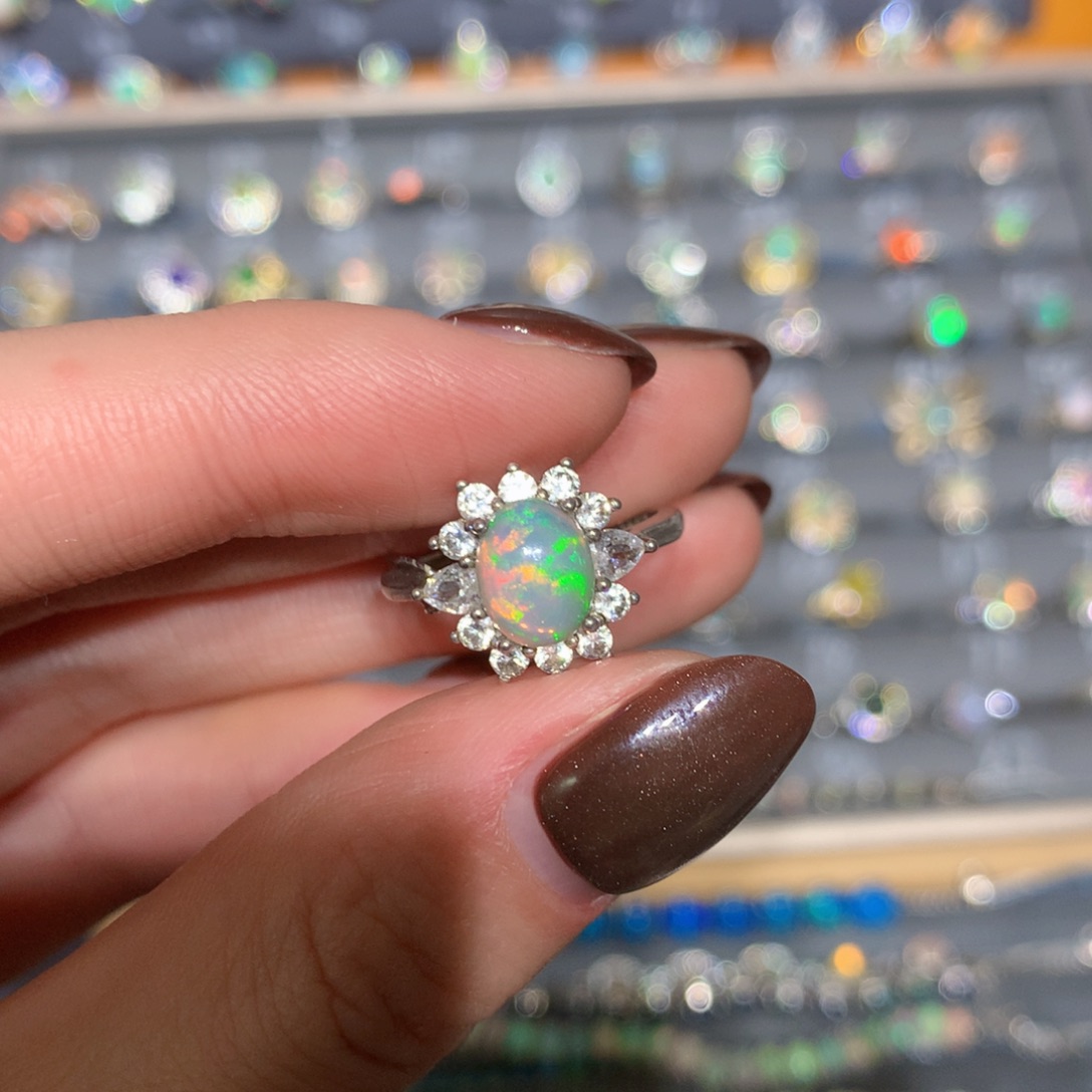 银S925镶嵌欧泊戒指t