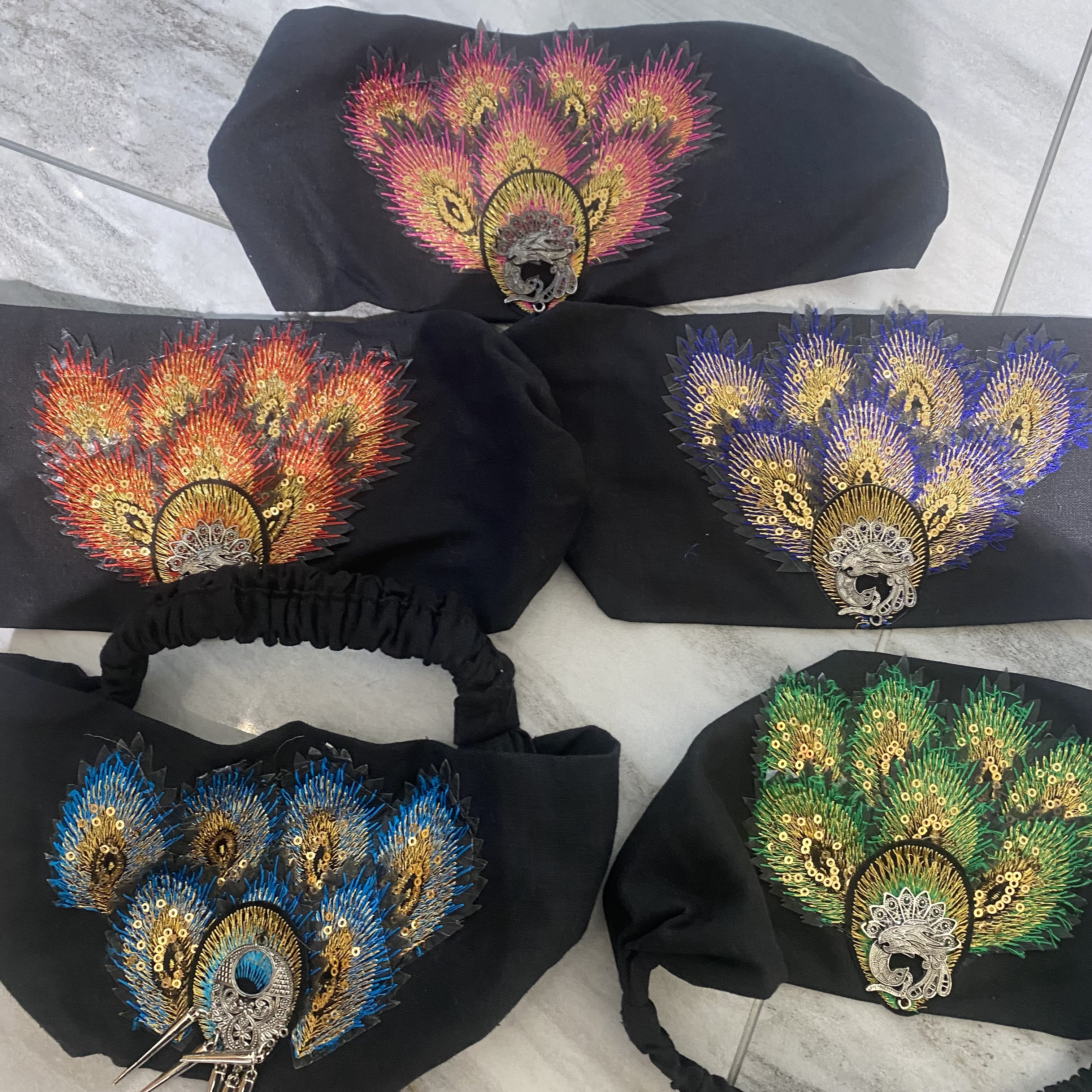 孔雀民族风贴片发饰发带帽子唐汉布依新款