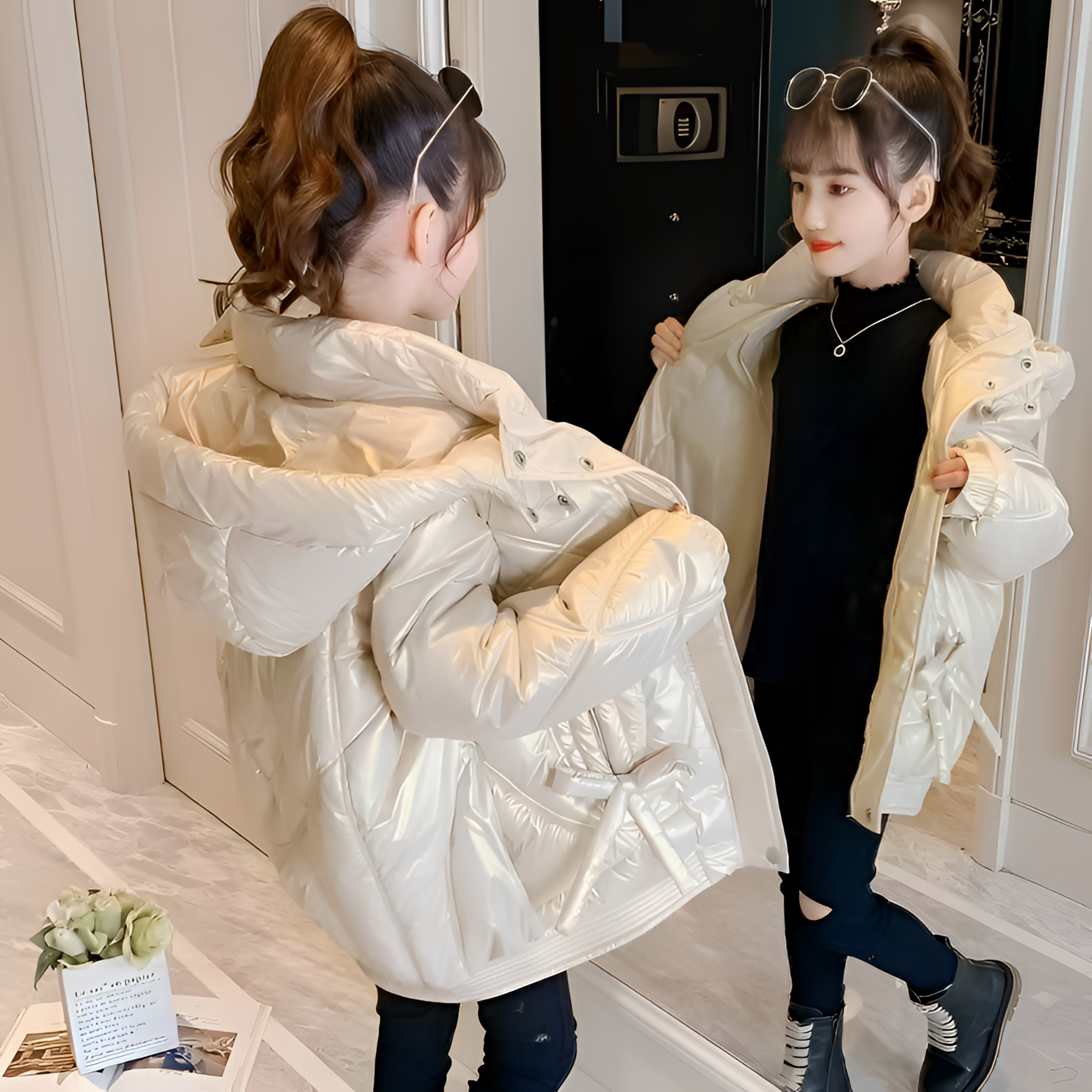 加绒加厚极寒2025年新款羽绒棉服儿童中长款 女童 韩版中大童