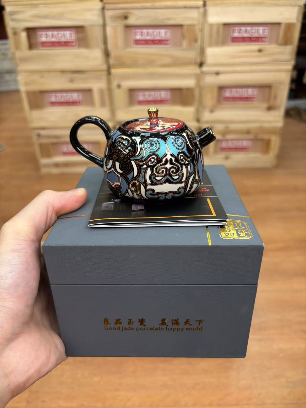 【闪购商品】饕餮茶壶高端陶瓷红色小官帽泡茶壶