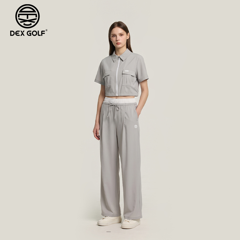 DEXGOLF高尔夫女士春夏休闲工装风套装短款外套+工装长裤两件套