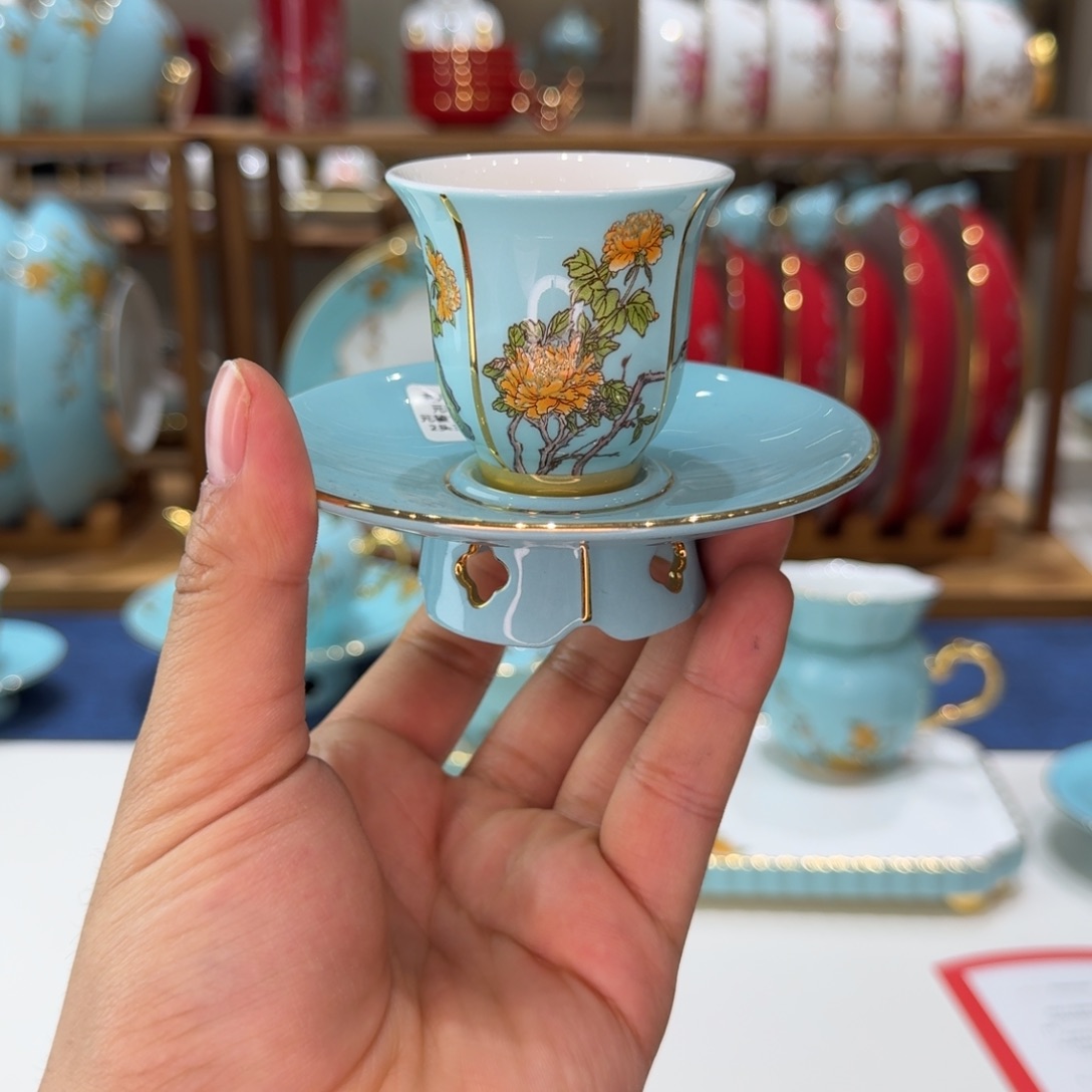 陶瓷二头主人杯有礼盒