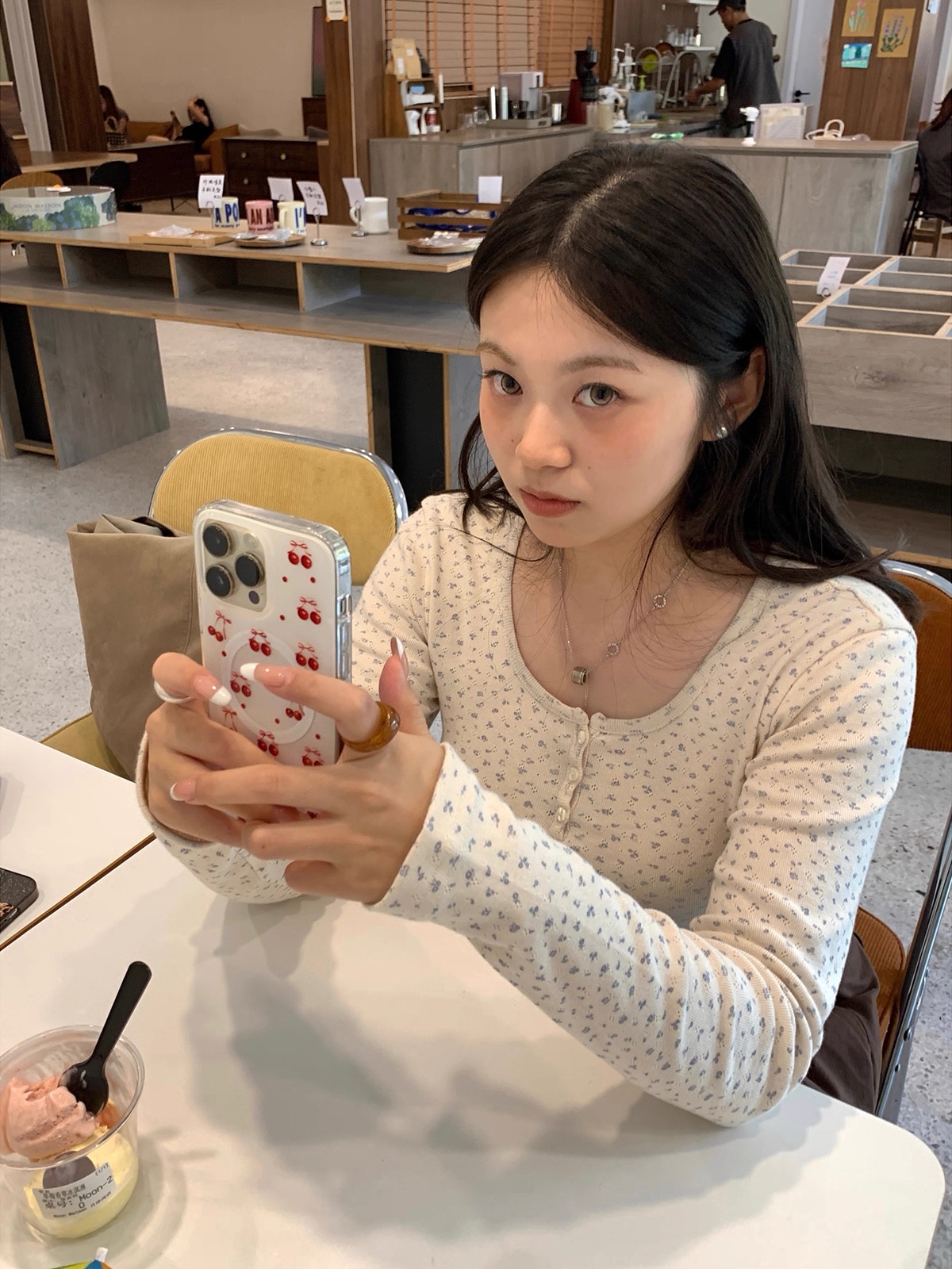 碎花三粒扣长袖针织衫  咻咻X2C4621