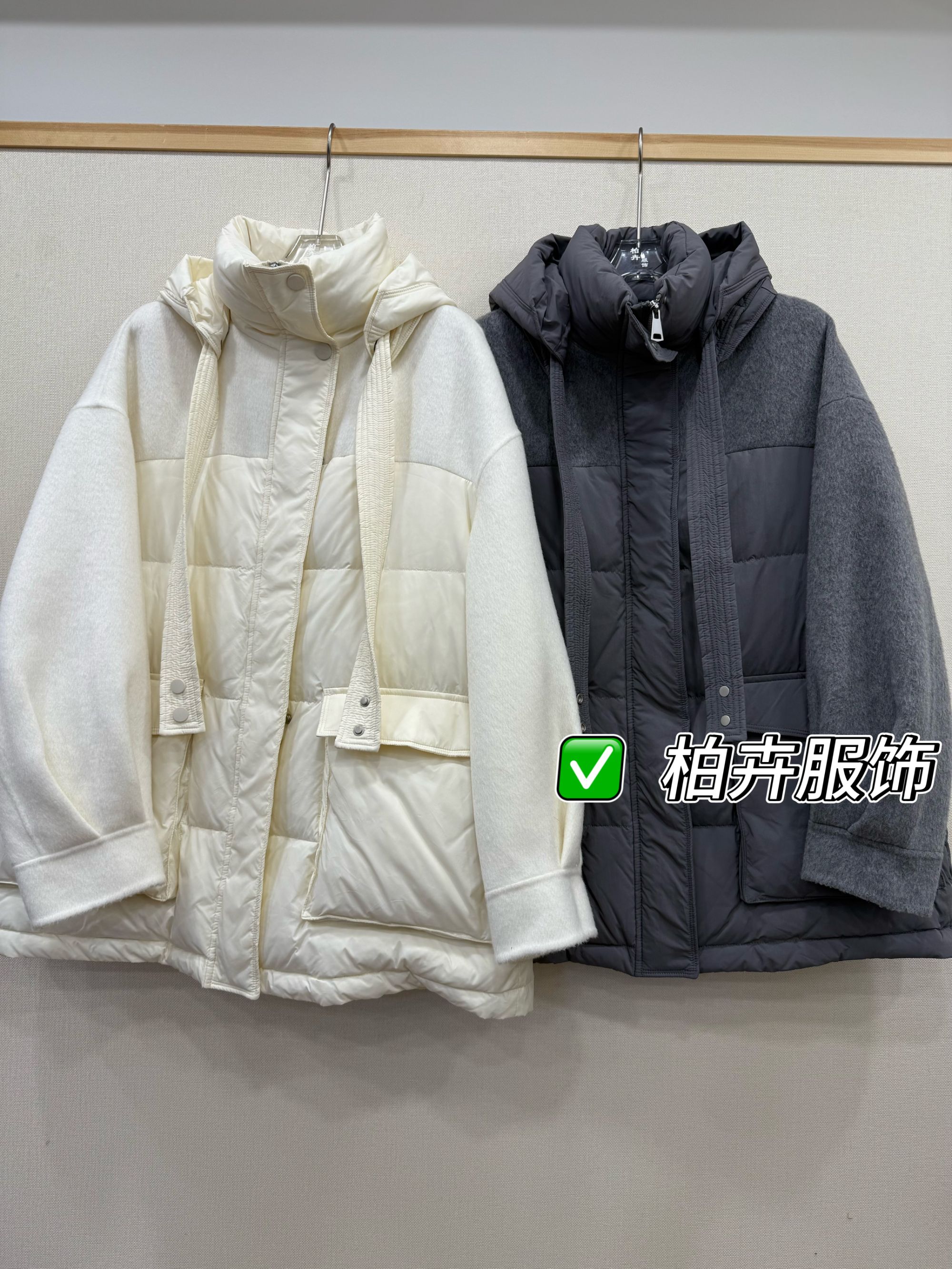【柏卉服饰】连帽飘带净版鸭绒服