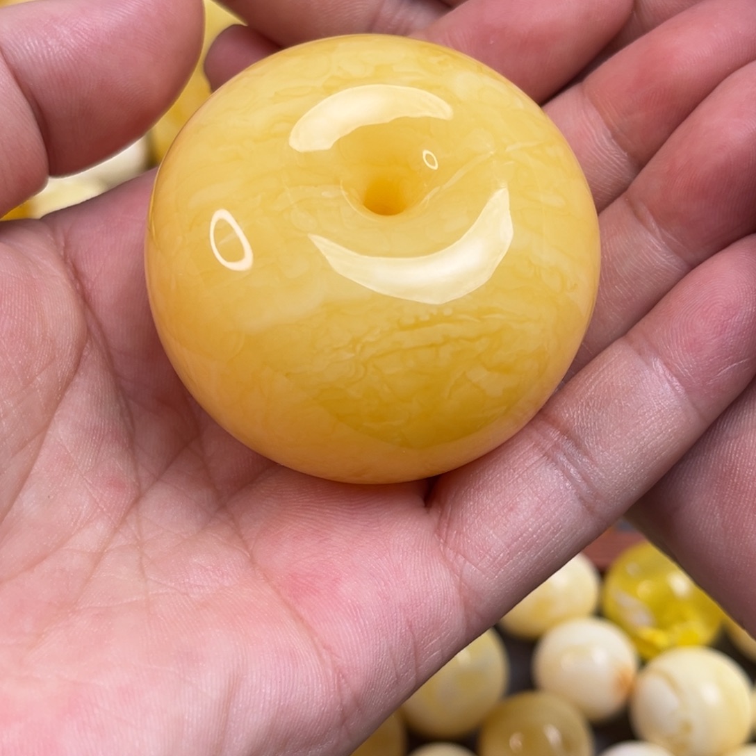 蜜蜡裸石未镶嵌大平安扣