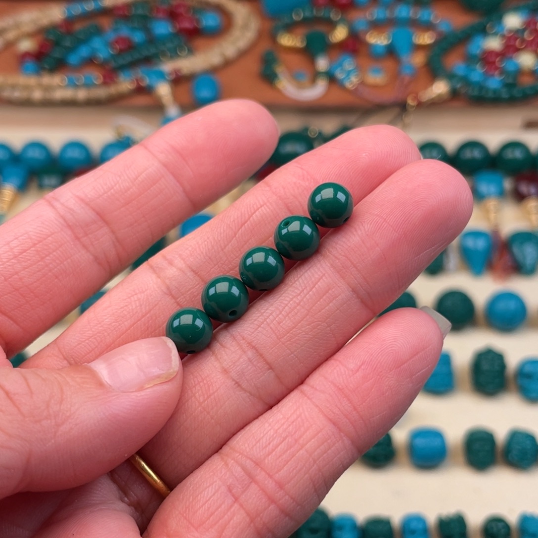 命***。琉璃颈饰卡7绿色圆珠