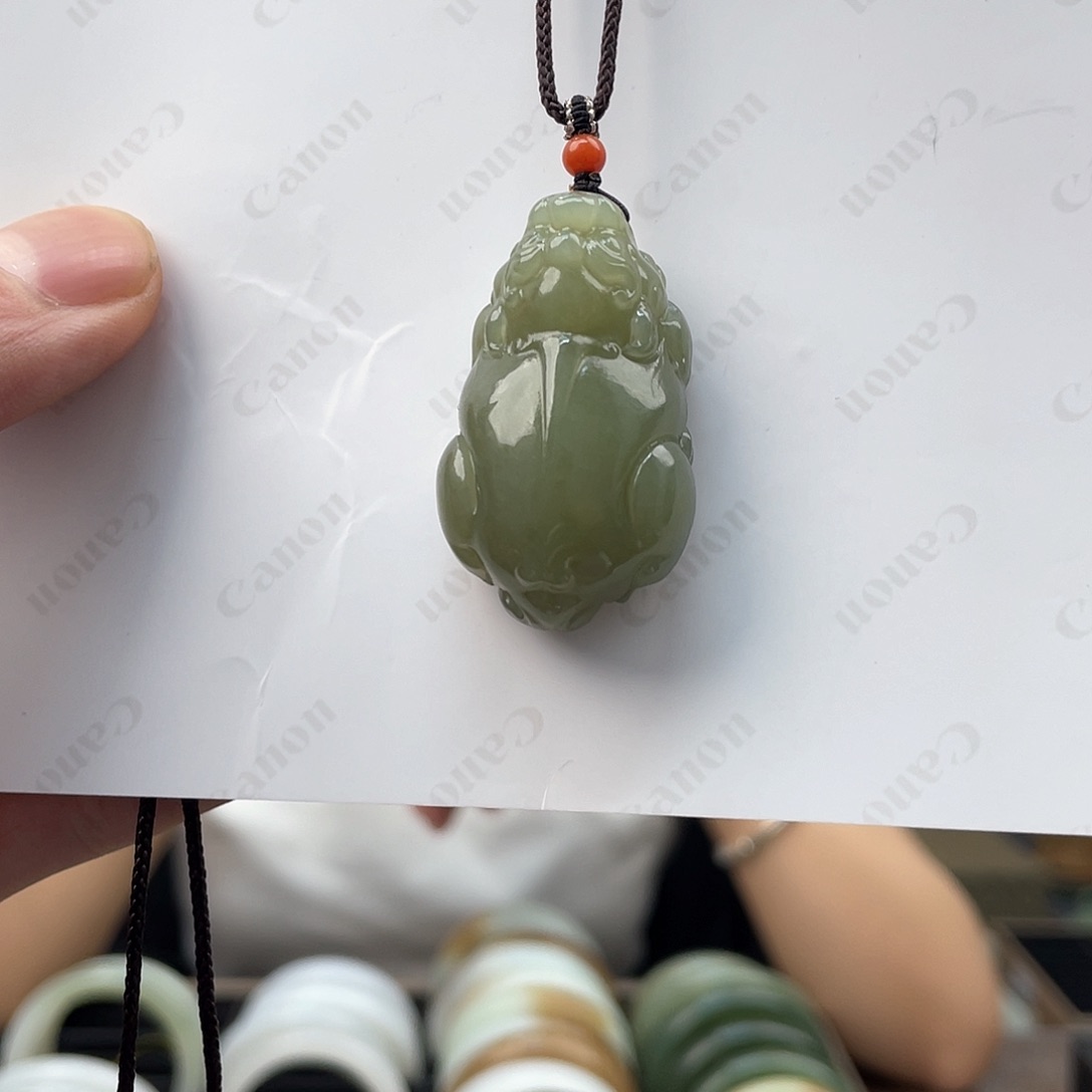 和田玉（青玉）未镶嵌吊坠(赠链)新疆和田玉沙枣青40尺寸貔貅