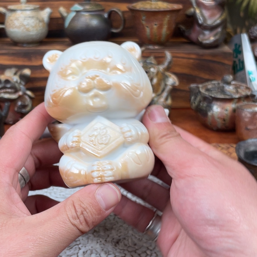 柴烧的高白泥的老虎福