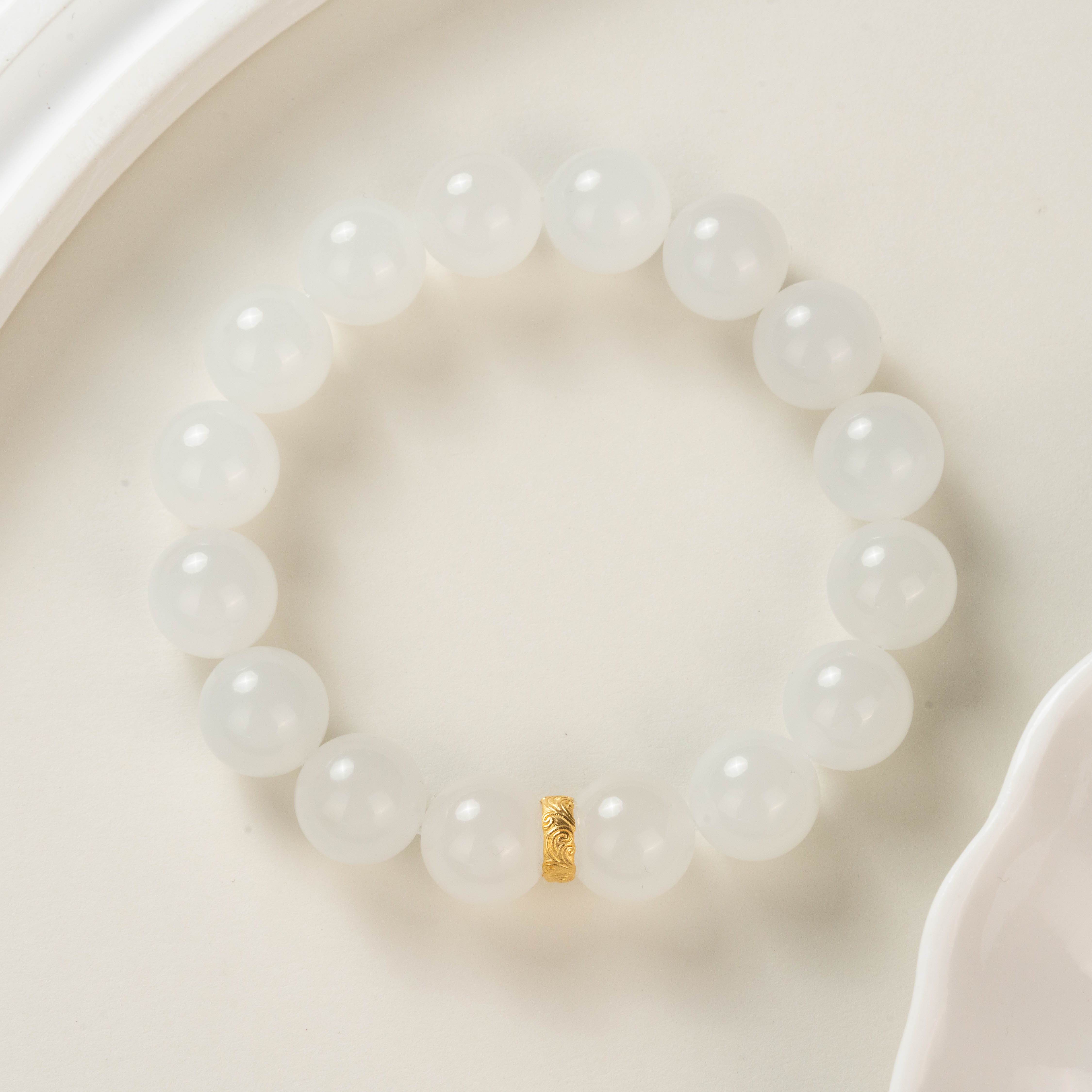 【润玉·高冰白】白玉手串18（天然珠宝多样性发其一）