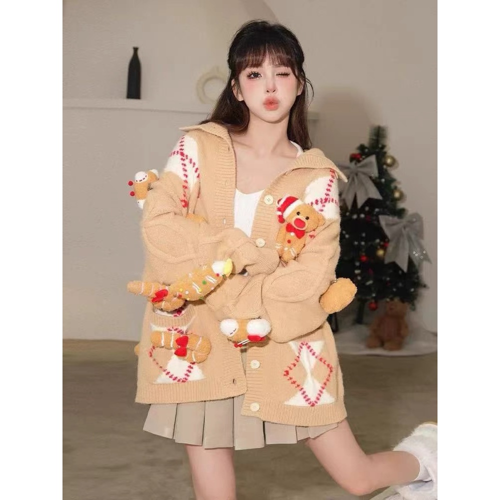 FOG（085）圣诞氛围感长袖针织开衫毛衣外套 4N712SY014