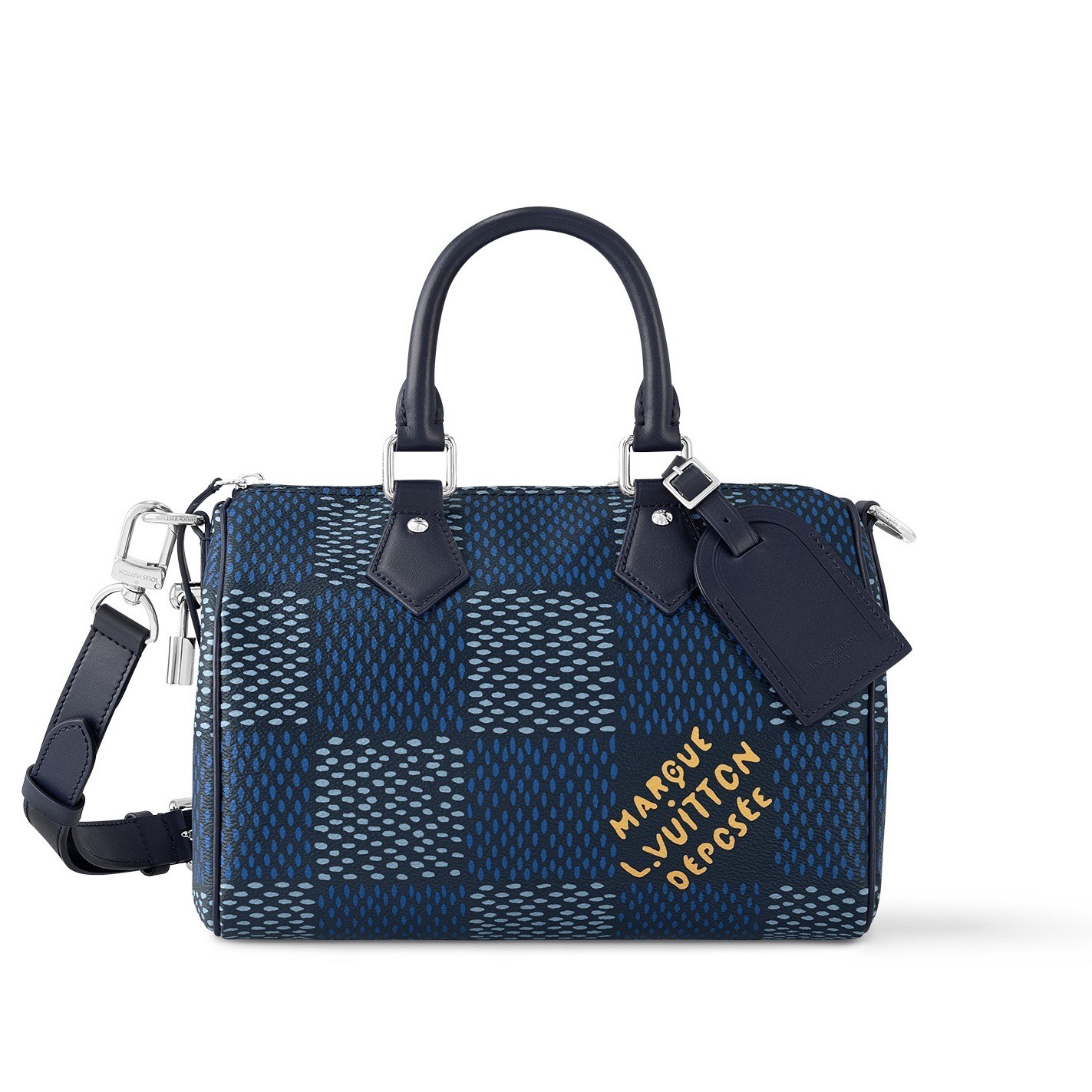 99新 LV Speedy 25棋盘格设计拉链开合单肩斜挎包25/18/15 F819