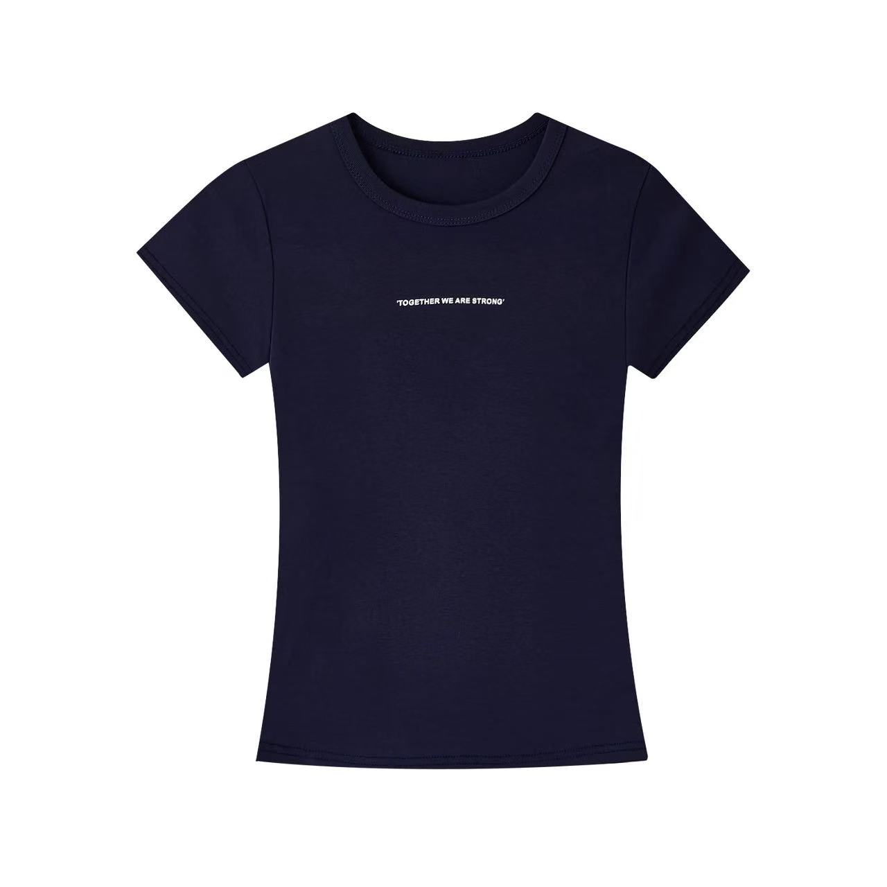 【一句情话】字母印花短袖正肩藏蓝T恤★