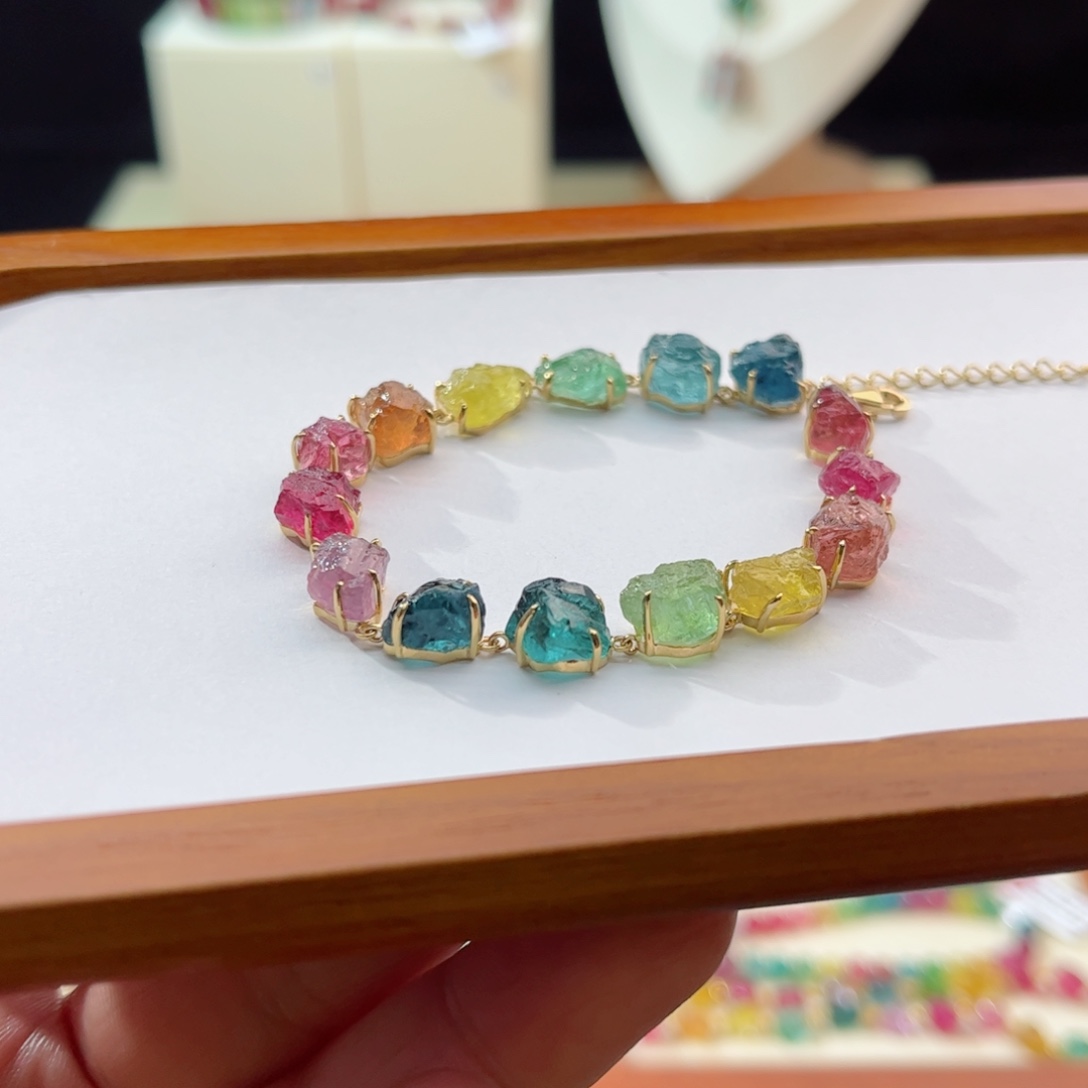 碧玺手串18K金镶嵌手串