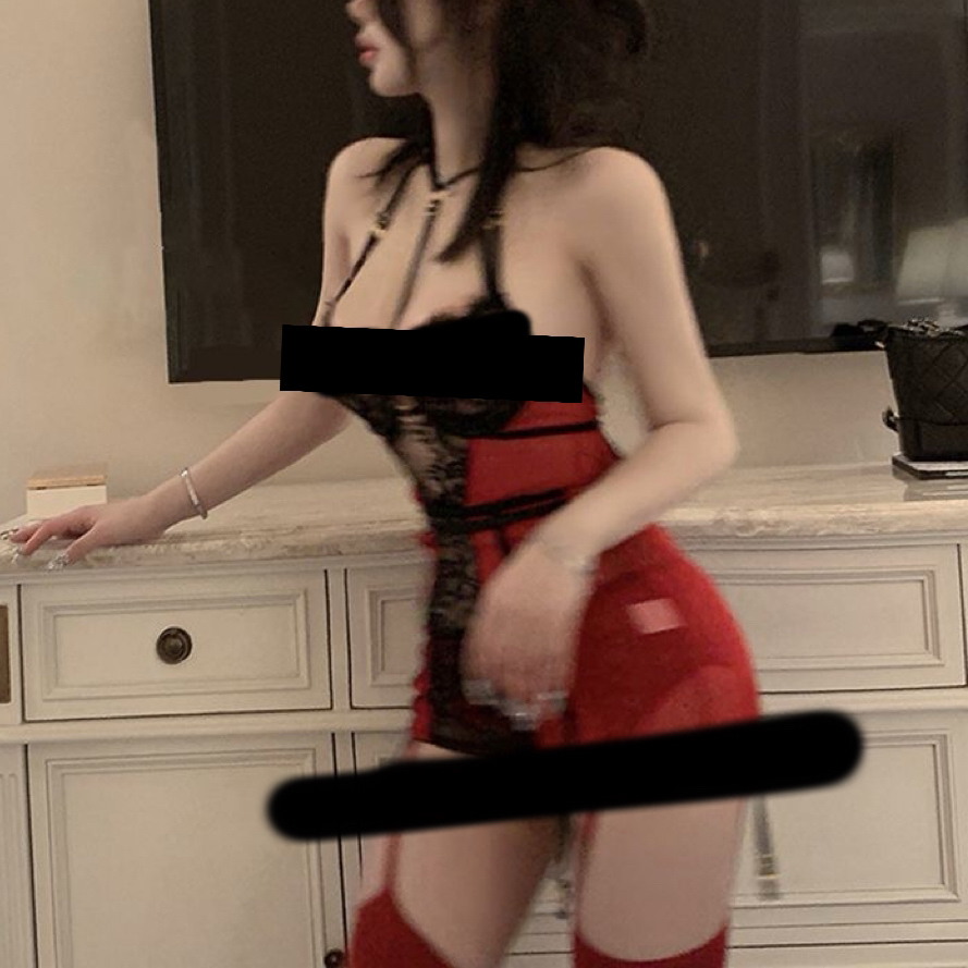 【暗夜蔷薇】千禧御姐纯欲挂脖连衣裙包臀裙蕾丝