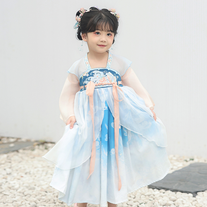 【繁花卷雨】夏款连衣裙汉尚华莲汉服女童装国风儿童汉服2025新款