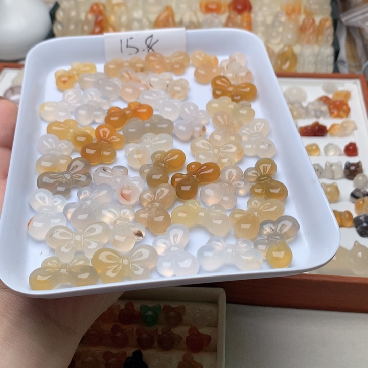 玛瑙/玉髓未镶嵌玛瑙福利蝴蝶结/只