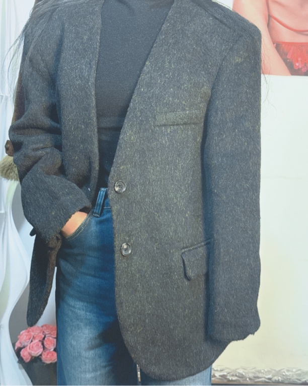 ins风双色加棉西装外套