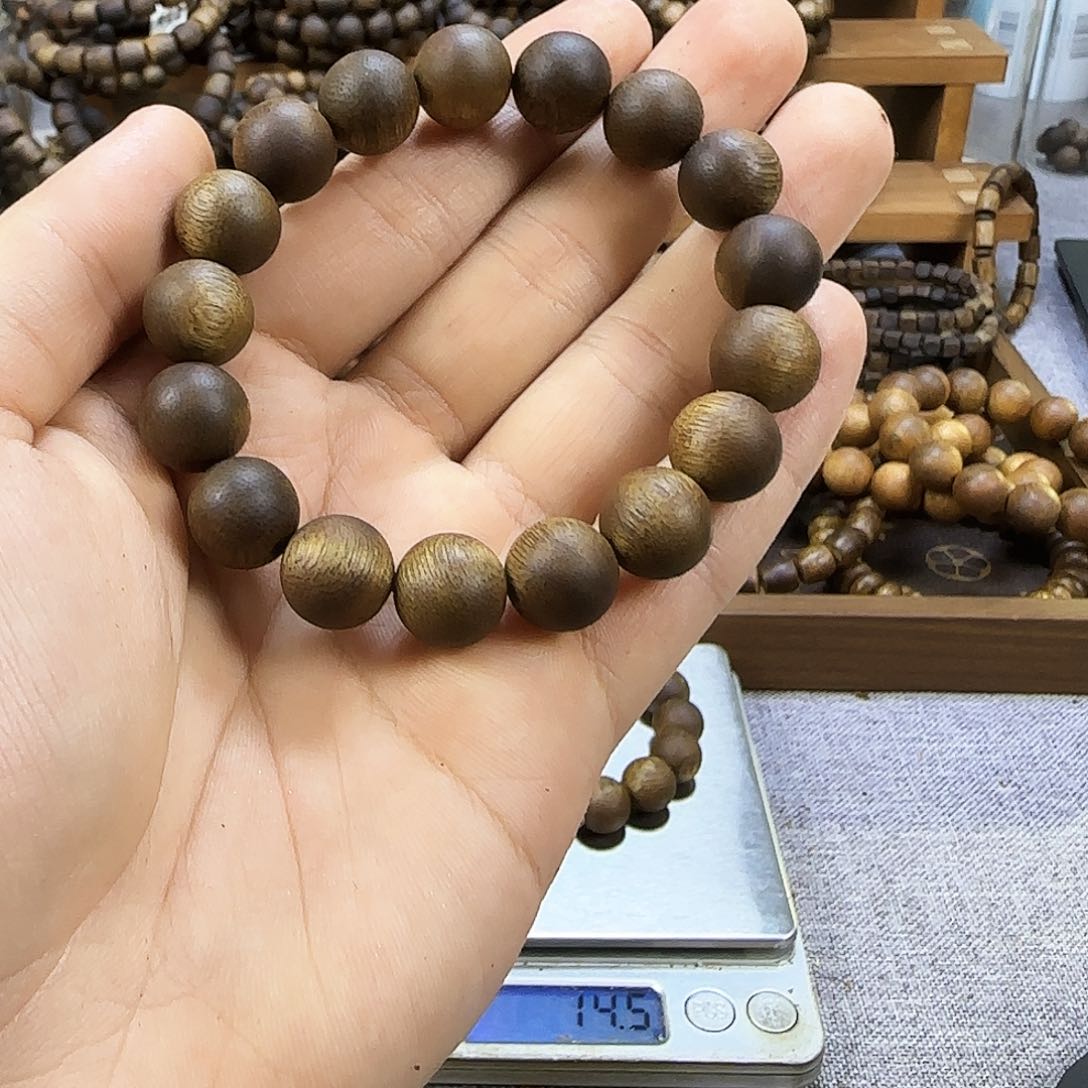 沉香香囊沉香12圆珠沉水浮海南老白棋14克