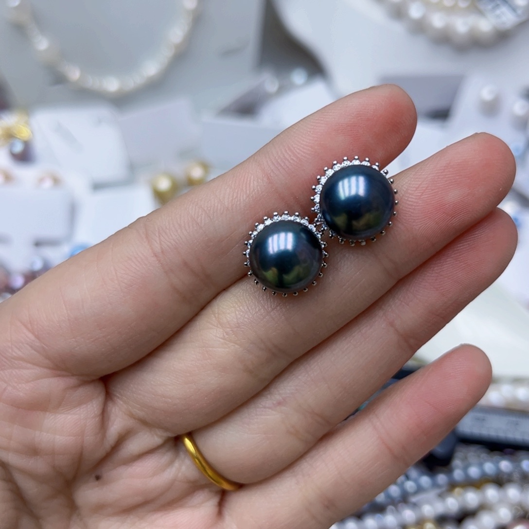 淡水珍珠耳饰银S925镶嵌