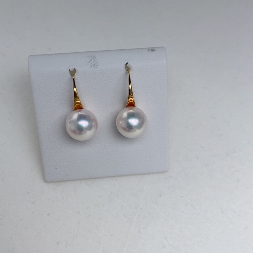 【闪购商品】18K金镶嵌海水珍珠耳饰8.5-9mm