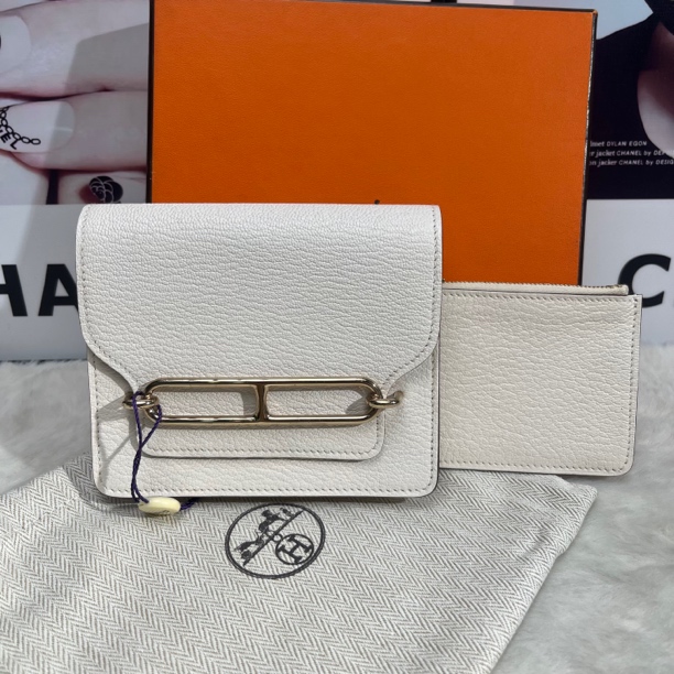 99新 Hermes/爱马仕 奶昔白猪鼻子钱包（B刻全套）