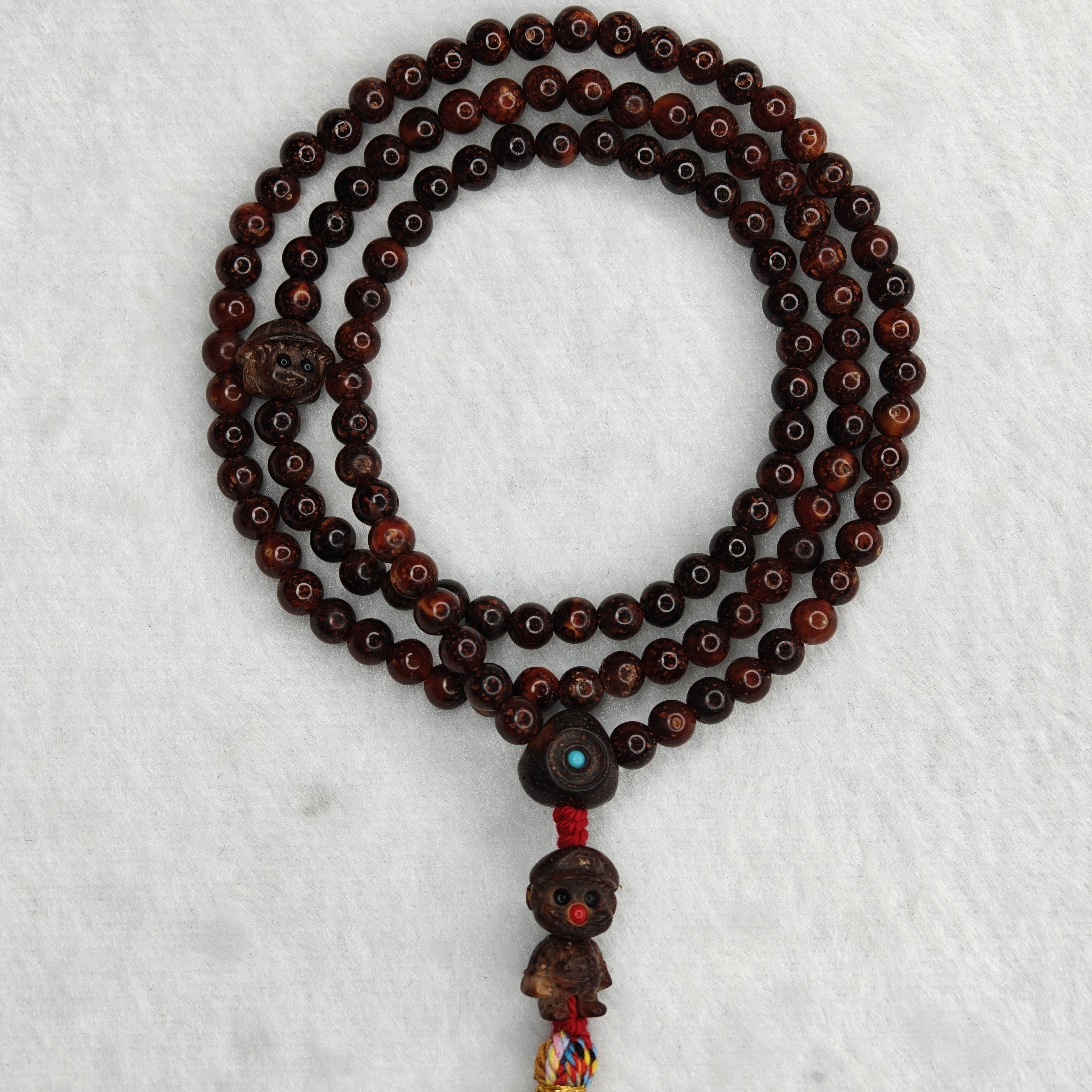 【海南星月菩提】毛感料/陈籽/6圆黑金红宝石玉化长串（ZP251109-10）