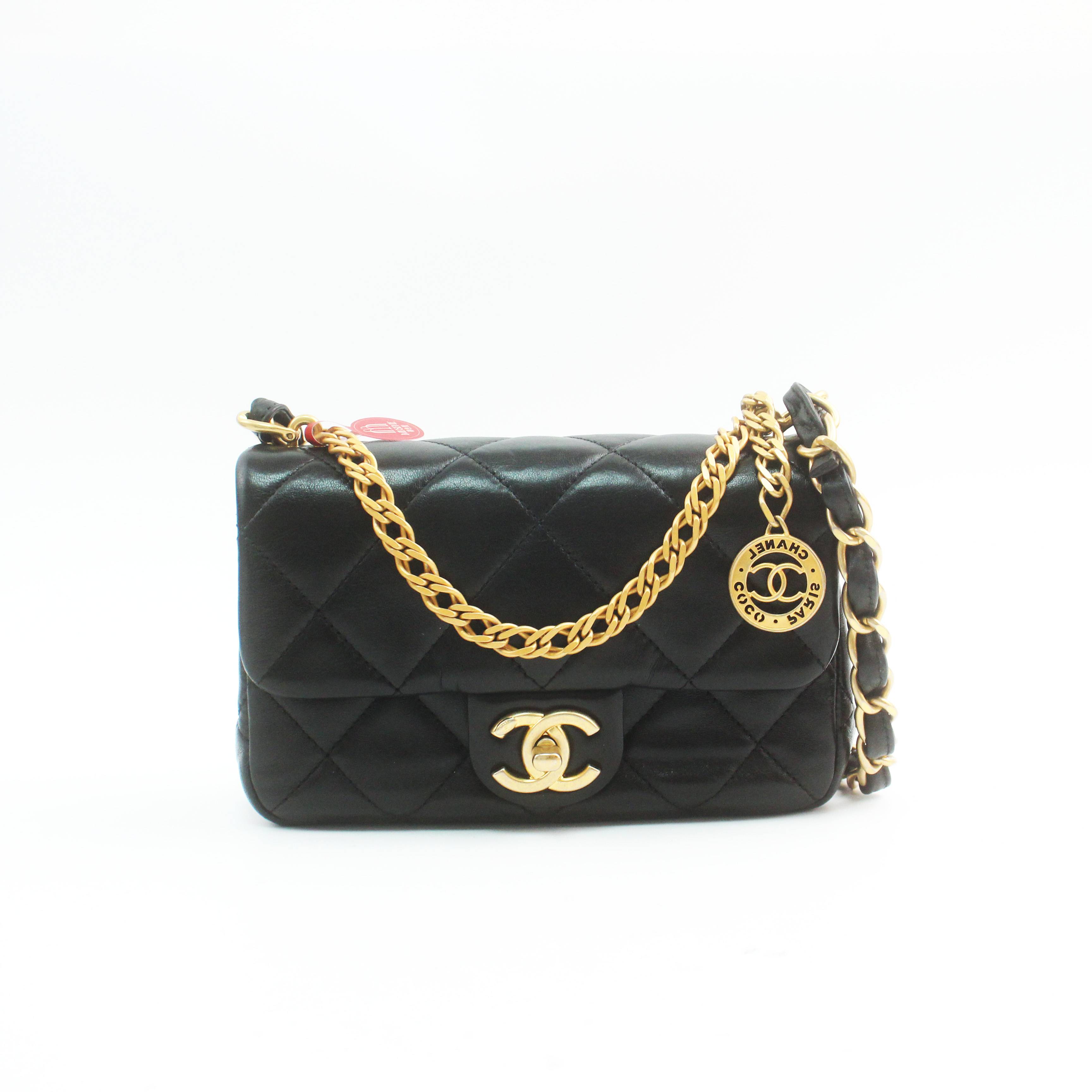 95新 Chanel/香奈儿 78413B 23S黑金金币手提单肩斜挎包