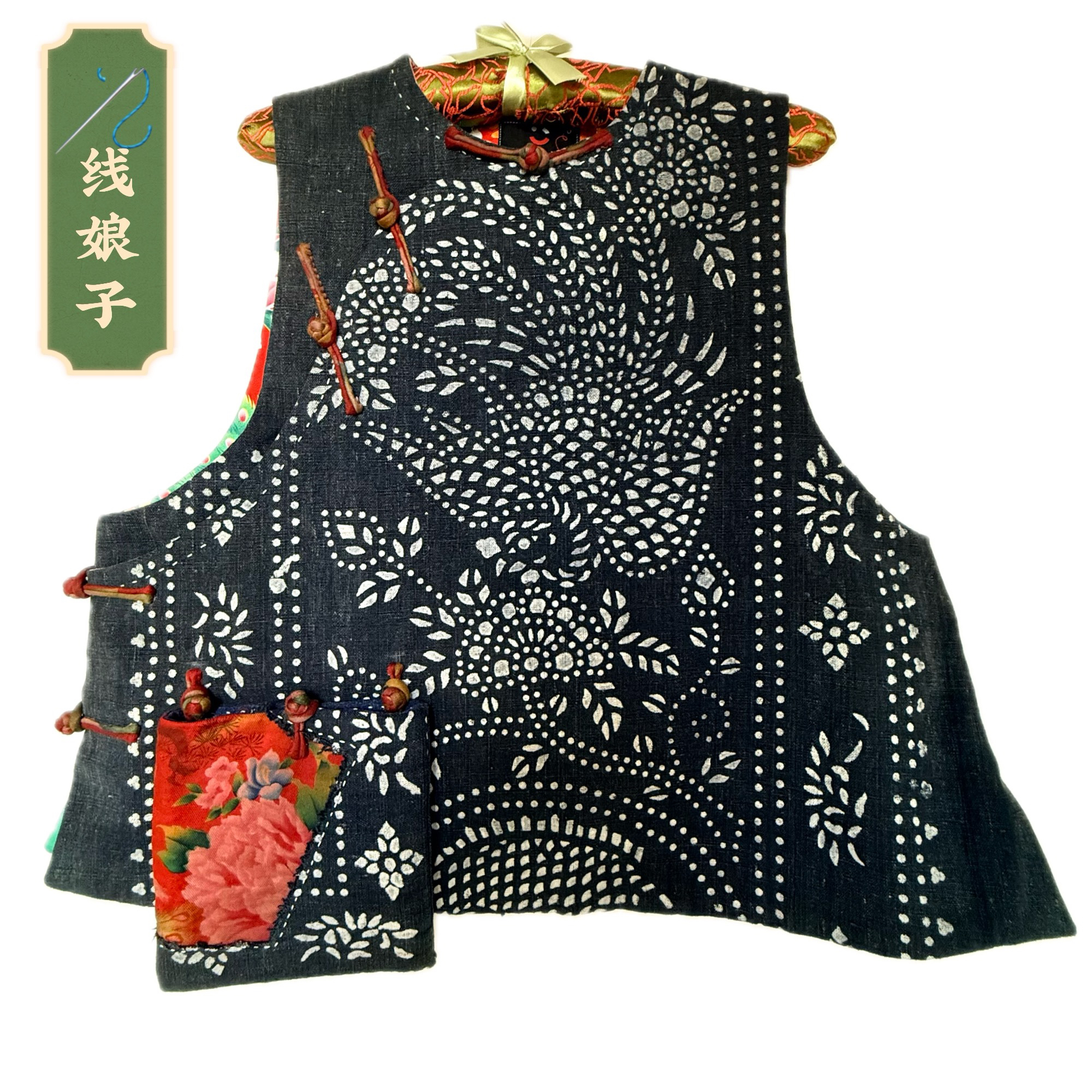 原创设计，蓝印花拼接马甲，有意者直播间选款