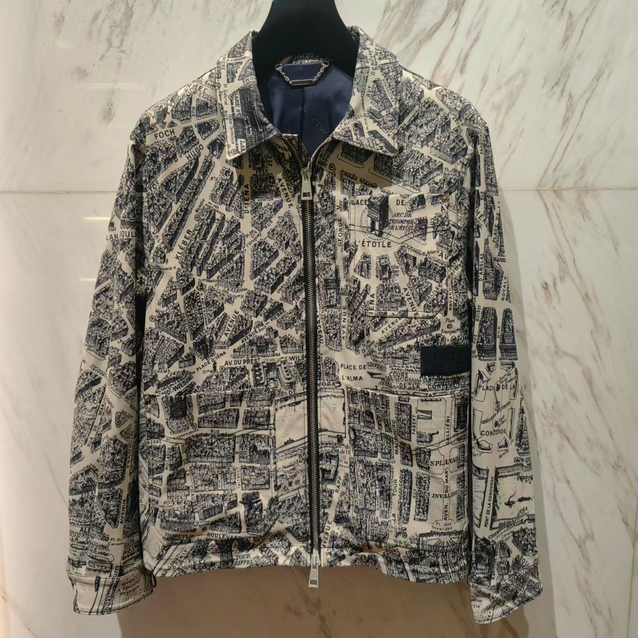 C.Dioc男士春夏新款巴黎地图翻领夹克外套