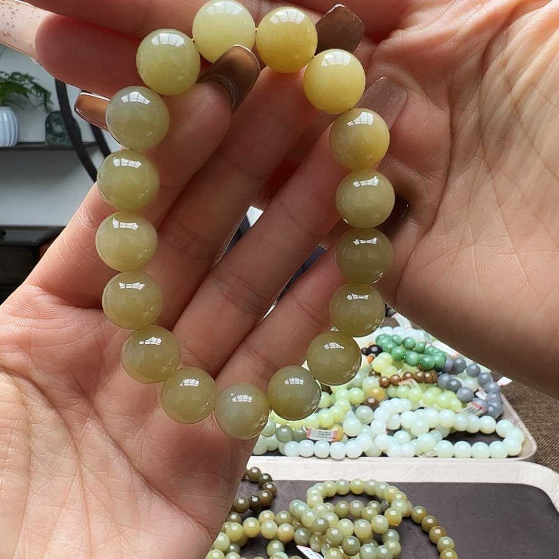 和田玉未镶嵌手链12金山糖