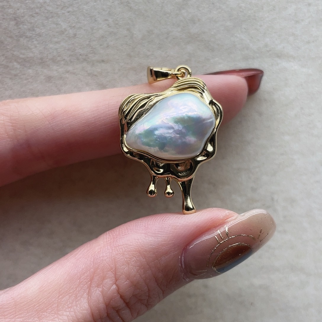 海水珍珠银S925镶嵌吊坠44